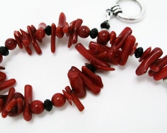 Coral Bracelet free domestic shipping girls or women red bead bracelets gift under forty black bracelets gift for her Birthday red coral