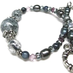 Black pearl bracelet free domestic shipping girls or women black bracelets glass bracelets gift for her Birthday pearl bracelet