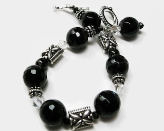 Black Onyx Bracelet free domestic shipping in US girls or women gift for her Birthday beaded bracelet handmade jewelry onyx gemstone