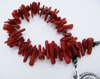 Red Coral Bracelet free domestic shipping girls or women red bead bracelets unique handmade jewelry gift for her Birthday coral