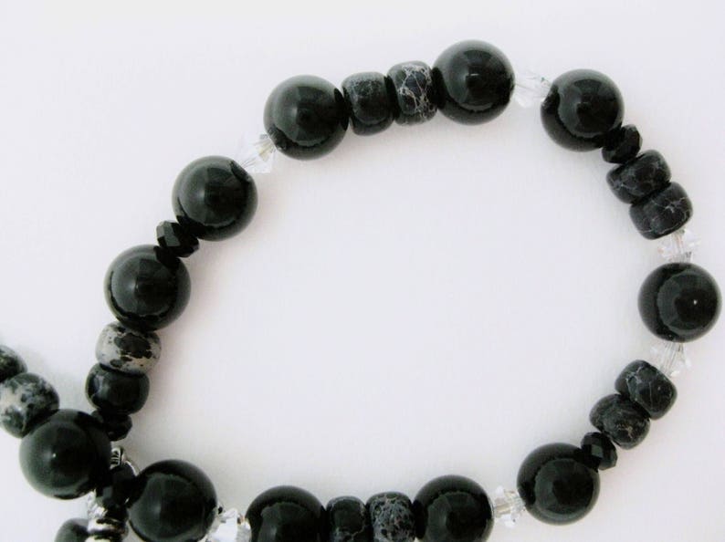 Jasper Bracelet free shipping girls or women gift for her Birthday handmade beaded bracelets genuine black jasper beads image 7