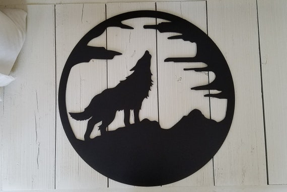 Metal Wolf Howling At The Moon Wall Art Cabin Lodge Decor - Cabin Metal Wall Art Metal Wolf Howling At The Moon Wall Art Cabin Lodge Decor - Cabin Metal Wall Art