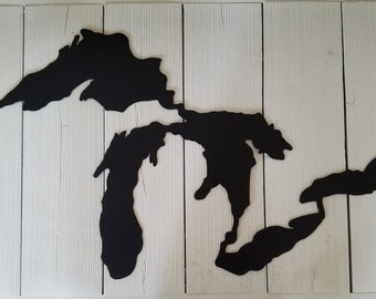 Metal Cutout of the Great Lakes