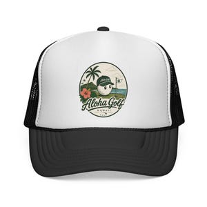Aloha Golf Vintage Palm Wave Trucker Cap | Retro Beach Golf Patch