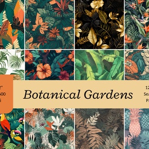 Tropical Leaves Digital Seamless Print, Vibrant Botanical Patterns for Invitations, Scrapbooking & Crafts, Exotic Foliage, Colorful Designs
