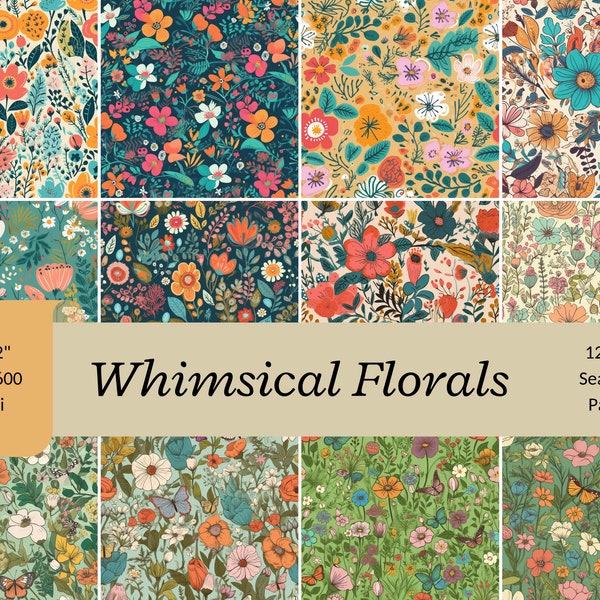 Flowers Digital Paper, Flowers Seamless Pattern, Floral Prints, Flowers Background, Spring Digital Paper, Floral Digital Paper, Scrapbook