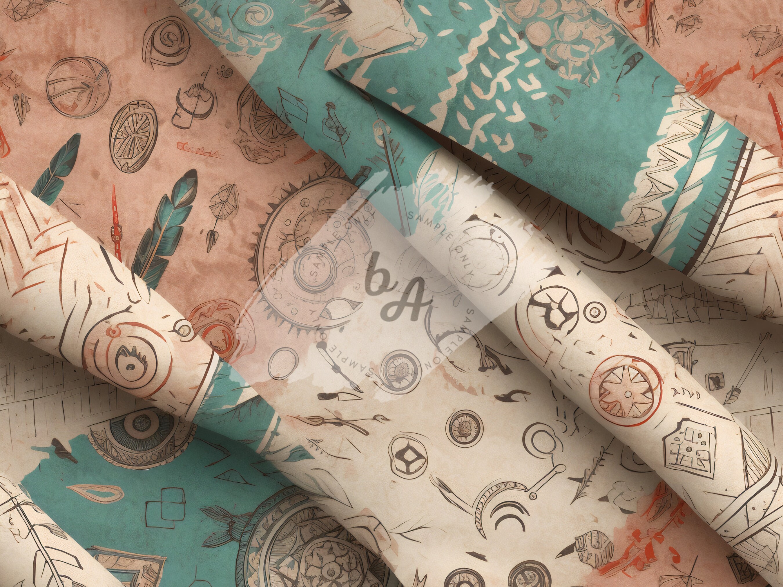 Boho Stacked Pattern Sheets Digital Paper Earthy Tones Natural