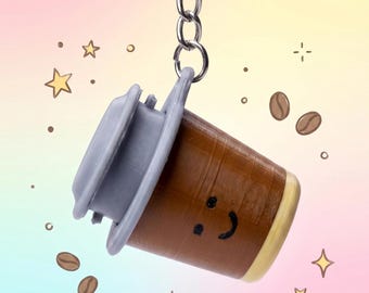 Smiley Vietnamese Coffee Fidget Toy Keychain, 3D Printed Clicker Toy (ASMR Anxiety Relief)