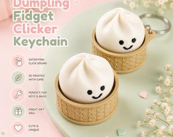 Smiley Dumpling Fidget Clicker Keychain, 3D Printed Bag Charm, ADHD Sensory Toy