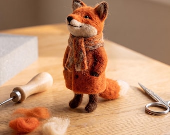 Fox DIY Craft Set Needle Felting Kit for Beginners Stress Relief Hobby Gift for Her