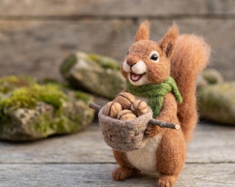 Squirrel DIY Craft Set Stress Relief Hobby Gift Needle Felting Kit for Beginners