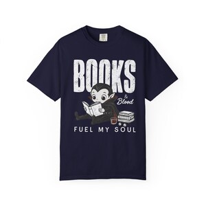 Books And Blood Fuel My Soul Shirt, Vampire Book Lover Shirt, Halloween Bookish Tee, Gothic Reader Gift, Booktok Reading Shirt