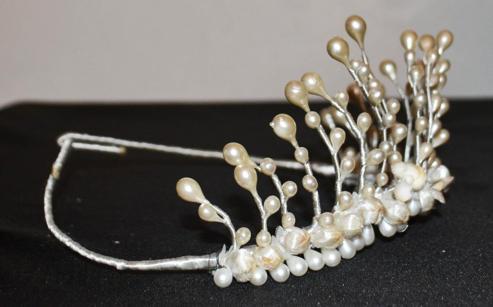 Couronne de Mariée Ancienne perlée colori beige Etsy France