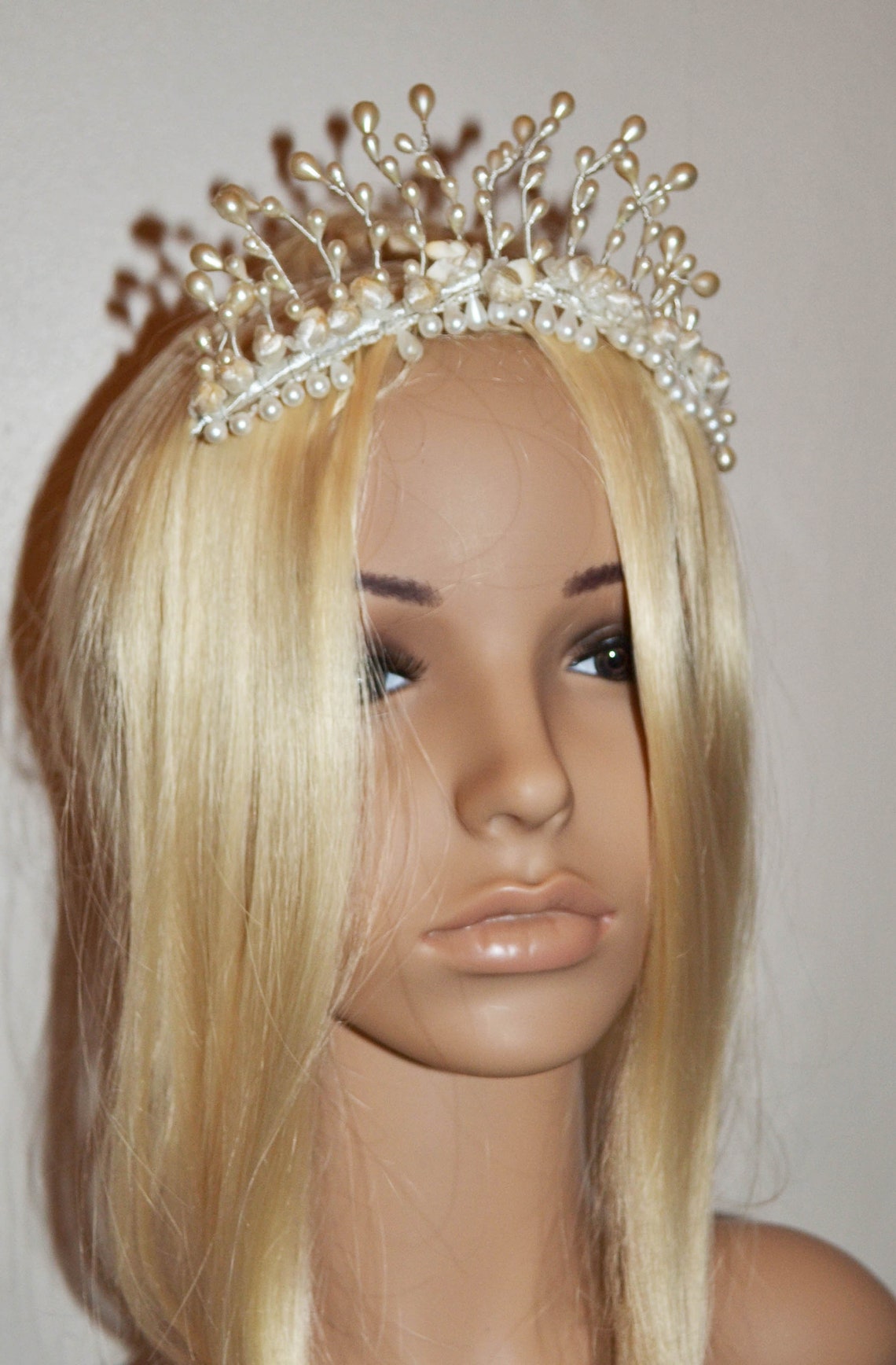 Couronne De Mariée Ancienne Perlée Colori Beige Etsy