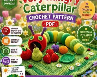 Very Hungry Caterpillar Crochet Pattern | Caterpillar Amigurumi Toy, Storybook Inspired  Amigurumi (Instant Download)