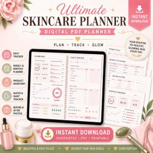 Huidverzorgingsplanner (Excel & Google Sheets) | Beautyplanner | Make-upcollectie-tracker | Glow Up-planner | Dashboard voor zelfzorg