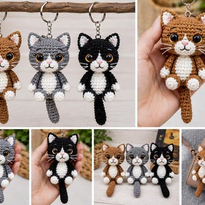 Cat Keychain Crochet Pattern PDF, Cute Amigurumi Cat Bag Charm, Mini Plush Kitty Keyring Pattern, Easy Beginner Crochet DIY Instant Download