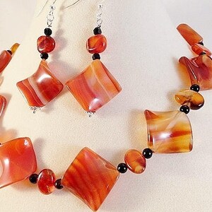 Karneol und Onyx Halskette Geschenk Set Edelstein-Schmuck-handgemachte Karneol-Halskette und Ohrringe Geburtstag Muttertag Geburtstagsgeschenk für Sie