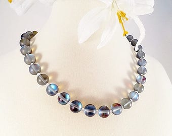 Labradorite Necklace Set With Moonstones Gemstone Jewelry Moonstone Necklace With Heart Necklace Handmade Gift For Her Birthday Mothers Day