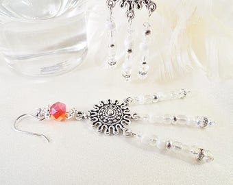 Chandelier Earrings Crystal & Silver Long Earrings Handmade Jewelry Gift Birthday Anniversary Mothers Day Gift For Her Gift For Wife