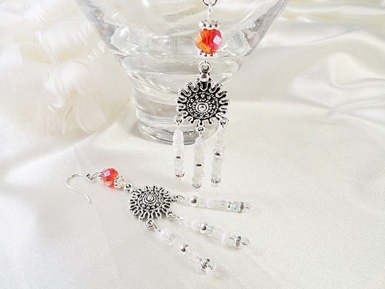 Chandelier Earrings Crystal & Silver Long Earrings Handmade Jewelry Gift Birthday Anniversary Mothers Day Gift For Her Gift For Wife image 6