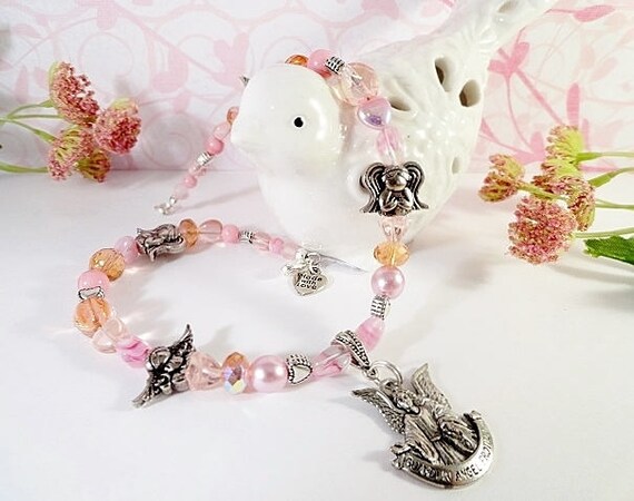 Car Bling Guardian Angel Rear View Mirror Beads Car Angel Car Etsy