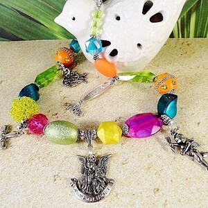 Car Bling, Tropical Colors, Guardian Angel, Car Angel, Car Beads, Car Jewelry, Angel Charm, Travel Gift, Graduation Gift, Birthday Gift