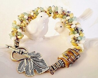 Kumihimo Bracelet Statement Bracelet Lampwork Bracelet Braided Bracelet Kumihimo Handmade Jewelry Gift For Her Birthday Mothers Day