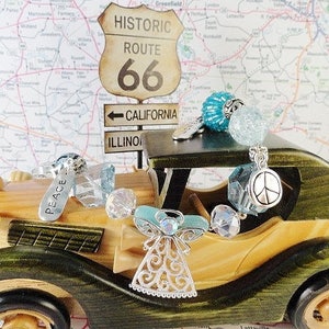 CUSTOM MADE Car Bling Rear View Mirror Guardian Angel Car Beads Car Ornament Car Charm Sun Catcher Travel Gift Birthday Graduation Gift