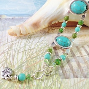 Turquoise Bracelet Two Strand Bracelet Aqua Green Bracelet Summer Jewelry Beach Resort Jewelry Turquoise Jewelry Handmade Gift Birthday Gift