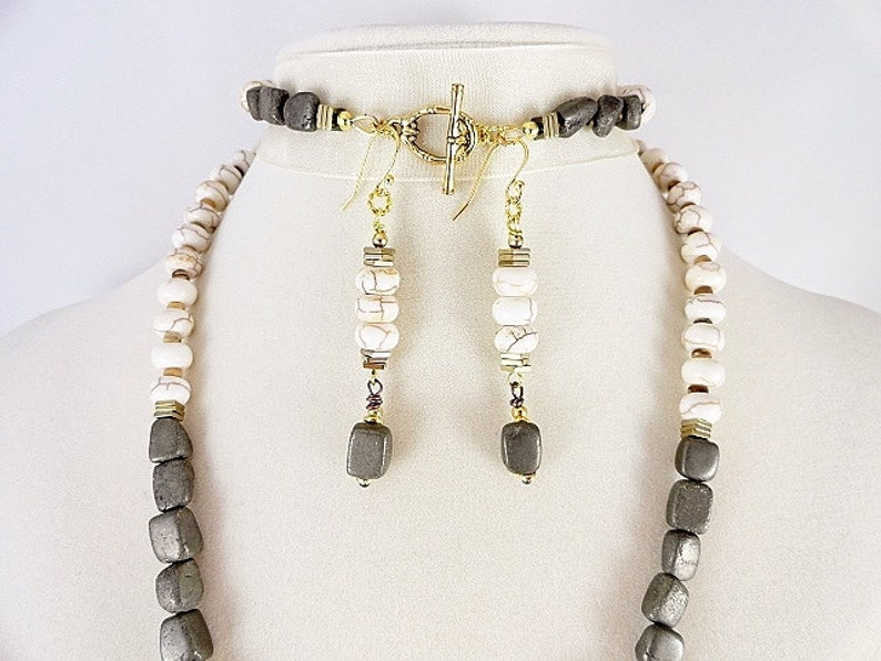 Earthy Necklace Color Block Necklace Long Necklace Gemstone Necklace And Earrings Handmade Jewelry Gift For Her Birthday Mothers Day Gift