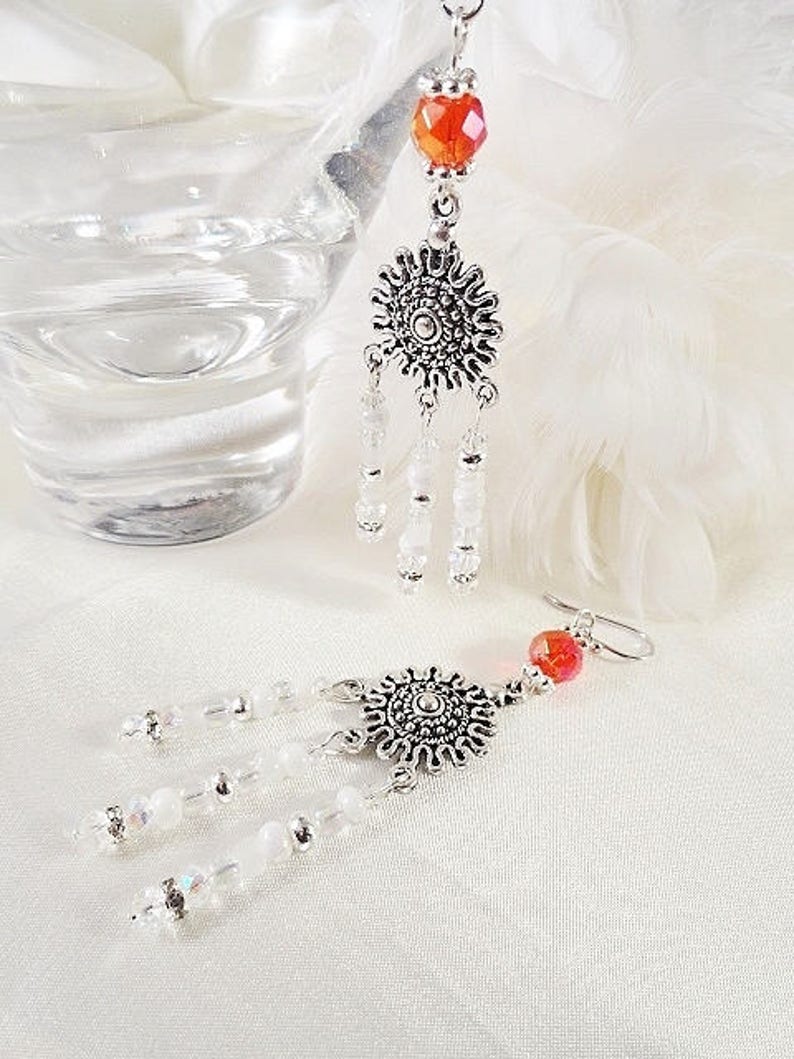 Chandelier Earrings Crystal & Silver Long Earrings Handmade Jewelry Gift Birthday Anniversary Mothers Day Gift For Her Gift For Wife image 7