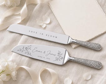 Personalized Cake Server Set, Engraved Wedding Knife & Server