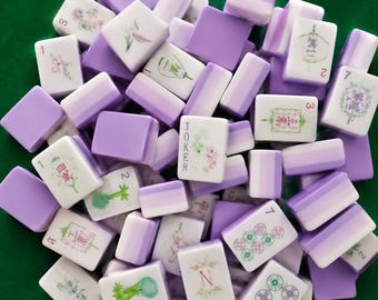 "Amerikanische Mahjong ""Fliesen"", 4-lagiges Acryl-Set, botanisches Design."