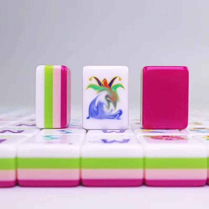 Amerikanisches Mahjong-Set mit Jokern | Bunte Spielsteine, Luxusspiel für Erwachsene Bild 4