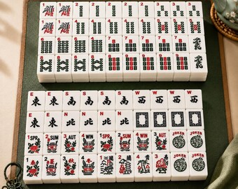 Amerikanisches Mahjong-Set mit Jokern | Klassische Spielsteine, Luxus Spiel