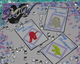 Henry and Crew Photo Card Sticker, Hippo, Alligator, Octopus