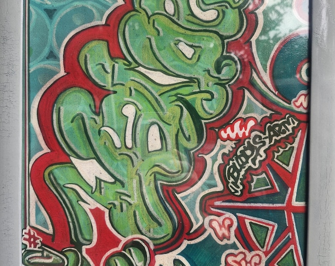 Change without chaos – Original graffiti art 40 x 40 cm | Hand-painted unique piece with frame | Buddys Art