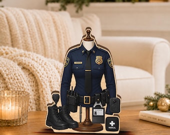 Personalized Female Police Officer Wooden Block, Custom Police Gift, Law Enforcement Keepsake JDPZ21-WB-02