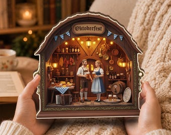 Personalized Oktoberfest 2D Wooden Block Decor, German Beer Festival Gift, Bavarian Shelf Decor JCSX18-WB