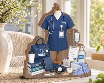 Personalized Nurse Wooden Block, RN Graduation Gift, Custom Nurse Appreciation Decor JDPZ26-WB