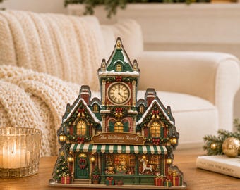 Personalized Christmas Village Wooden Block Collection, Holiday Shelf Decor, Custom Family Gift JDPZ20-04-WB
