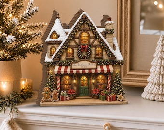 Personalized Christmas Wooden Block Collection, Custom Holiday Village Decor, Family Christmas Gift JDPZ20-02-WB