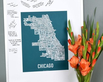 Wedding Guestbook Framed City Map Artwork / Modern, Personalized Alternative Guestbook Framed Print