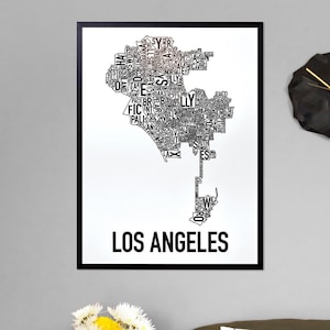 Los Angeles Neighborhood Map Poster or Print, The Original Los Angeles Typographic Neighborhood Map Design / Los Angeles Type Map Wall Art