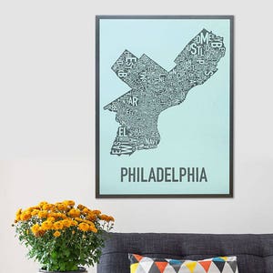 Philadelphia Buurtkaart Poster of Print, Originele Kunstenaar van Type Stadskaarten, Philadelphia Typografie Kaart Kunst, Reizen Gift
