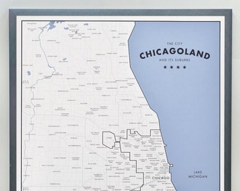 Chicago and Suburbs Map 18" x 24" Poster / Minimal Map of the Chicagoland Area / Chicago Map Poster