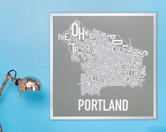 Portland Neighborhood Map Poster or Print / Portland Housewarming Gift / Unique Portland, Oregon Wall Art