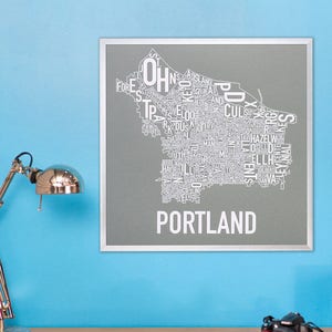 Portland Neighborhood Map Poster or Print / Portland Housewarming Gift / Unique Portland, Oregon Wall Art