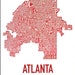 Atlanta Neighborhood Map Poster or Print, Original Artist of Type City Neighborhood Map Designs, Atlanta Typography Map Art